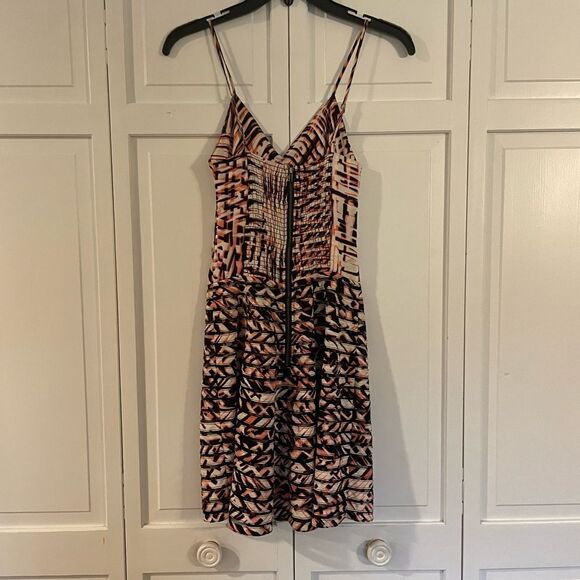 Parker silk ruched chest abstract dress size xs - Picture 8 of 9